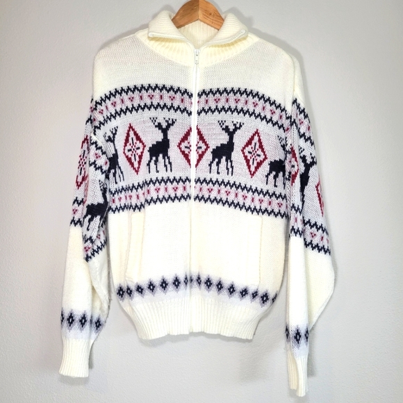 Blair Other - Vintage Blair Winter White Zip Up Sweater M